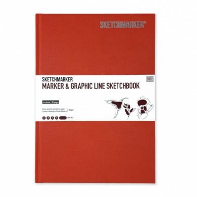 Скетчбук SketchMarker В5 44 листов 180 г красный MGLHM/AUB