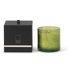 Свічка-циліндр, зелена, скло &Oslash;14&times;15 см аромат Paris Couture ICCI SC189G25