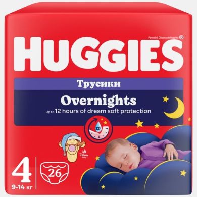 Трусики-подгузники Huggies Overnights Pants 4 9-14 кг 26 шт 5029053581088, L