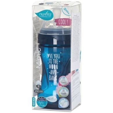 Детская Антиколиковая бутылочка Nuvita Mimic Cool 250 мл темно-синяя NV6032NIGHTBLUE