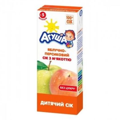 Дитячий сік Агуша яблуко, персик 0.2 л 1000113341