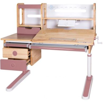 Дитячий стіл Mealux Oxford Wood PN Max (арт. BD-920 Wood PN Max) стільниця дерево / накладки на ніжках рожеві, коробка-4 шт