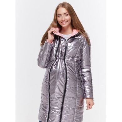 Двостороннє пальто для вагітних Yula mama з плащової тканини з металевим блиском L Kristin