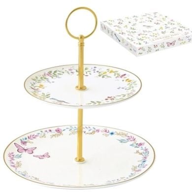 Двухъярусная подставка для торта &Oslash; 16/21 см из фарфора FANCY GARDEN POZZI MILANO M006R3491FGAR