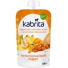 Фруктово-злаковое пюре с козьими сливками Мультизлаковый пудинг, для детей от 6 месяцев Kabrita 8716677009131