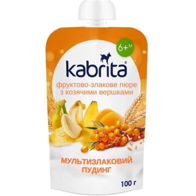 Фруктово-злаковое пюре с козьими сливками Мультизлаковый пудинг, для детей от 6 месяцев Kabrita 8716677009131