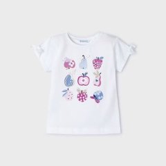 Футболка для девочки короткий рукав 6E, р.92 Бело-розовый Mayoral 3084