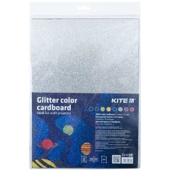 Картон кольоровий з гліттером (8 аркушів/8 кол), А4 Kite K22-422
