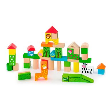 Конструктор Viga Toys Набір будівельних блоків Зоопарк 50286
