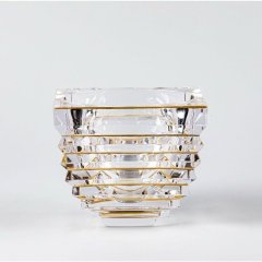 Хрустальная ваза Gap квадратная, золотые линии, h.14 см. CRISTAL DE PARIS 13024/41, 14