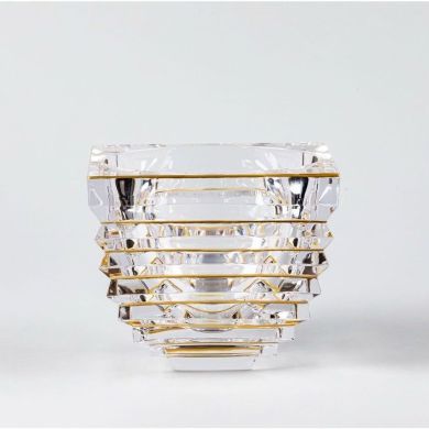 Хрустальная ваза Gap квадратная, золотые линии, h.14 см. CRISTAL DE PARIS 13024/41, 14