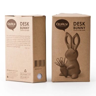 Ножницы и магнит со скрепками Qualy Desk Bunny Черные QL10115-BK