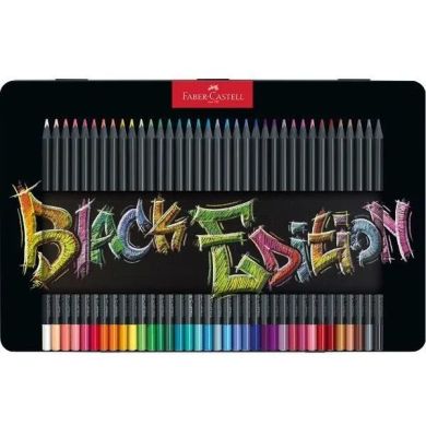 Карандаши цветные Faber-Castell Black Edition colour pencils 36 цв. черное дерево, метал. Коробка 116437