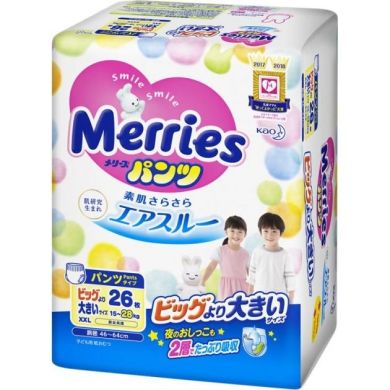 Трусики-підгузники японські дитячі розмір XXL 15-28 кг/26 шт (SJ) Merries 588299-584751-570399 4901301281098, 26