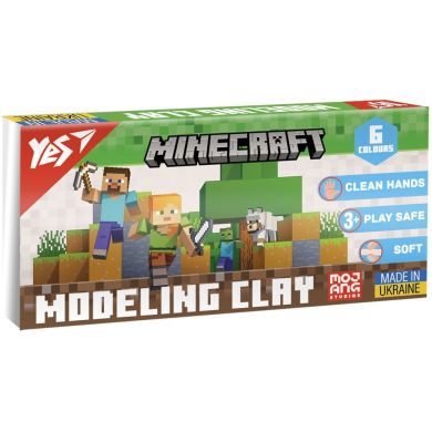 Пластилін Yes, 6 кольорів 120г Minecraft 540650