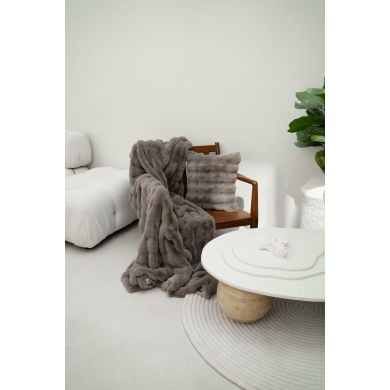 Плед из меха кролика, 130&times;180 см, серо-коричневый Tiseco 3532TAUPE