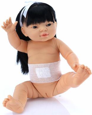 Пупс з анатомічними ознаками довге волосся азіатка The Doll Factory Babylin 38 см 07.63808L