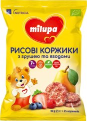 Рисові коржики з грушею та ягодами Milupa для харчування дітей від 7-ми місяців 8720097005291