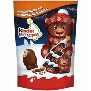 Конфеты с молочным шоколадом со вкусом карамели и кусочками печенья Kinder Mini Friends 122 г 8000500427262