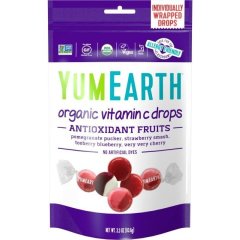 Льодяники органічні з вітаміном С Антиоксидантні фрукти 93,6 г, YumEarth 1502
