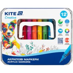 Маркери акрилові з рідкими чорнилами, 12шт Kite Creative K-1161