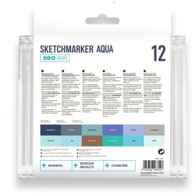 Набор акварельных маркеров SketchMarker Aqua Pro Sea 12 цв SMA-12SEA