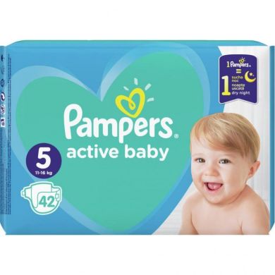 Підгузки Pampers Active Baby, розмір 5, 11-16 кг, 42 шт, 81709603, 42
