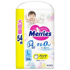 Трусики-подгузники детские размер L 9-14 кг/54 шт (UJ) Merries 4901301442956, L