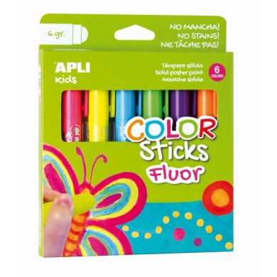 Цветные фломастеры флуоресцентные 6 г (6 шт) APLI Kids 14404