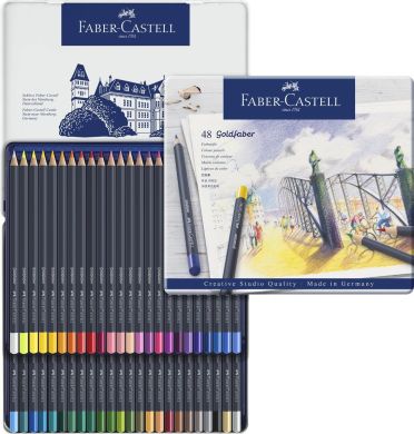 Кольорові олівці Faber-Castell Goldfaber 48 кольорів в металевому пеналі 27644
