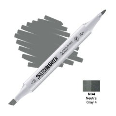 Маркер Sketchmarker, цвет Нейтральный серый 4 Neutral Gray 4 2 пера: тонкое и долото SM-NG04