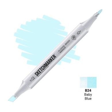 Маркер Sketchmarker Тонкий-Скошений наконечник Baby Blue блакитний SM-B024