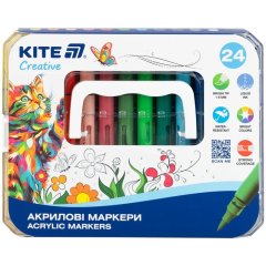 Маркери акрилові з рідкими чорнилами, 24шт Kite Creative K-1162