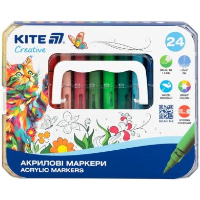 Маркеры акриловые с жидкими чернилами, 24шт Kite Creative K-1162