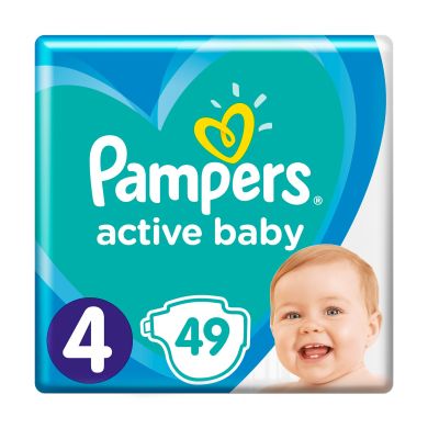 Подгузники Pampers Active Baby, размер 4, 9-14 кг, 49 шт 81709596, 49