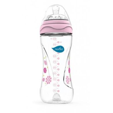 Бутылочка для кормления антиколиковая Nuvita Mimic 330 мл 4м + розовая NV6050Pink, Розовый