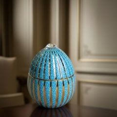 Свеча Ladenac Bois de голубая Золотые полоски с кристаллами 220г 02100200006