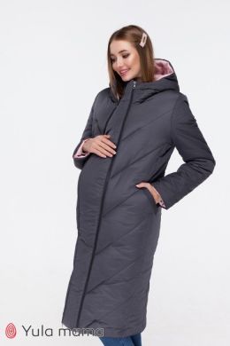 Двухстороннее пальто для беременных Yula mama из плащевки графитовый S Tokyo