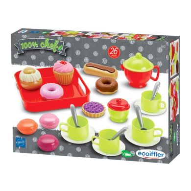 Игровой набор посуды Ecoiffier Чаепитие с пирожными 002612, Разноцветный