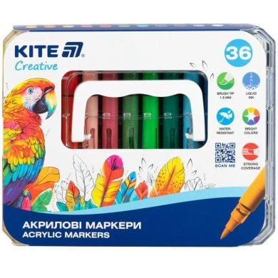 Маркеры акриловые с жидкими чернилами, 36шт Kite Creative K-1163