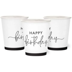Набор бумажных стаканов Happy Birthday на белом 10 шт уп 7036-0092