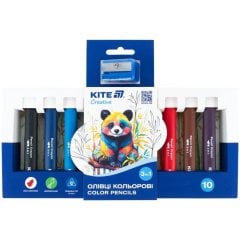 Олівці кольорові 3в1, 10 шт. з точилкою, Kite Creative K-1055