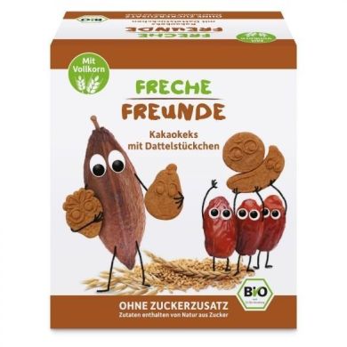 Детское печенье органическое с какао и финиками без сахара, яиц и дрожжей 125 г, Freche Freunde 100020 4260618521038