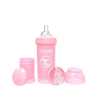 Антиколькова пляшечка Twistshake 260мл, світло-рожева 78255