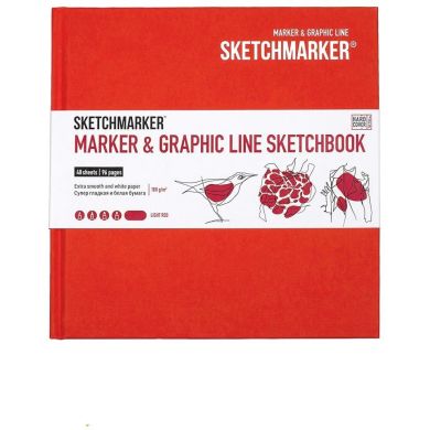 Скетчбук SketchMarker Marker&Graphic 163x163 мм 48 л. 180 г/м² твердый переплет бледный красный MGLHSQ/LRED