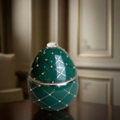 Свеча Ladenac Bois de Зеленая серебряная ромб с хрусталями 220г 02100200013