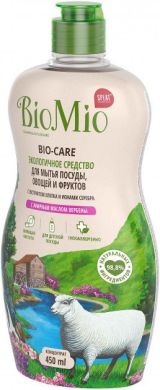 Экологичное гипоаллергенное средство для мытья посуды, овощей и фруктов с ионами серебра BioMio Bio-Care с эфирным маслом вербены концентрат 450 мл ЭВ-242 4603014004406