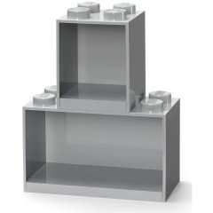 Декоративна полка для зберігання книг подвійна Х8 Х4 сіра Lego 41171740