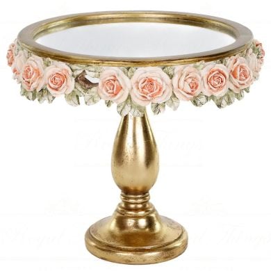 Зеркальная поднос &laquo;rose&raquo; на подставке, золотая/розовая, 28см Goodwill EX 10156