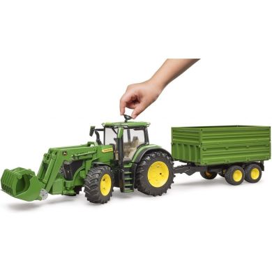 Іграшка трактор John Deere 7R 350 з навантажувачем та причепом Bruder 03155